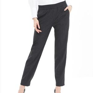 Banana Republic Women 12 Gray Pinstripe Elastic Waist Trouser Ankle Pants NWT
